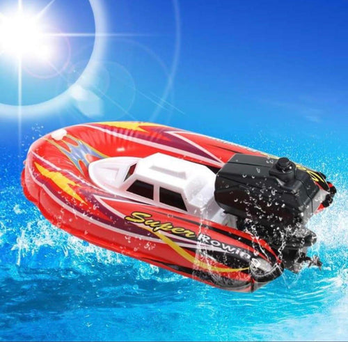 Bărcuță Gonflabilă cu Motor Electric și Elice pentru Copii, Super Rowing, Funcționare pe Apă, Culoare Roșie