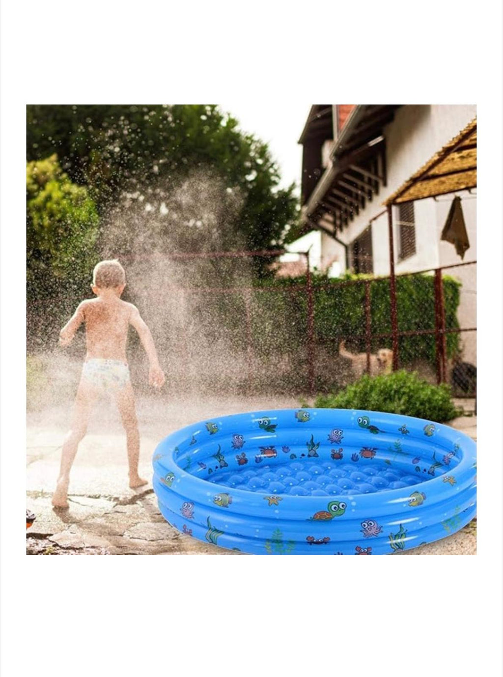 Piscină gonflabilă pentru copii cu 2 pistoale de apă CADOU incluse, Simply Joy, podea moale, rotundă, 3 inele gonflabile, instalare rapidă, durabilă și rezistentă, perete gros, 150 × 40 cm, albastru/roz/verde