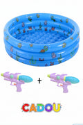 Piscină gonflabilă pentru copii cu 2 pistoale de apă CADOU incluse, Simply Joy, podea moale, rotundă, 3 inele gonflabile, instalare rapidă, durabilă și rezistentă, perete gros, 150 × 40 cm, albastru/roz/verde