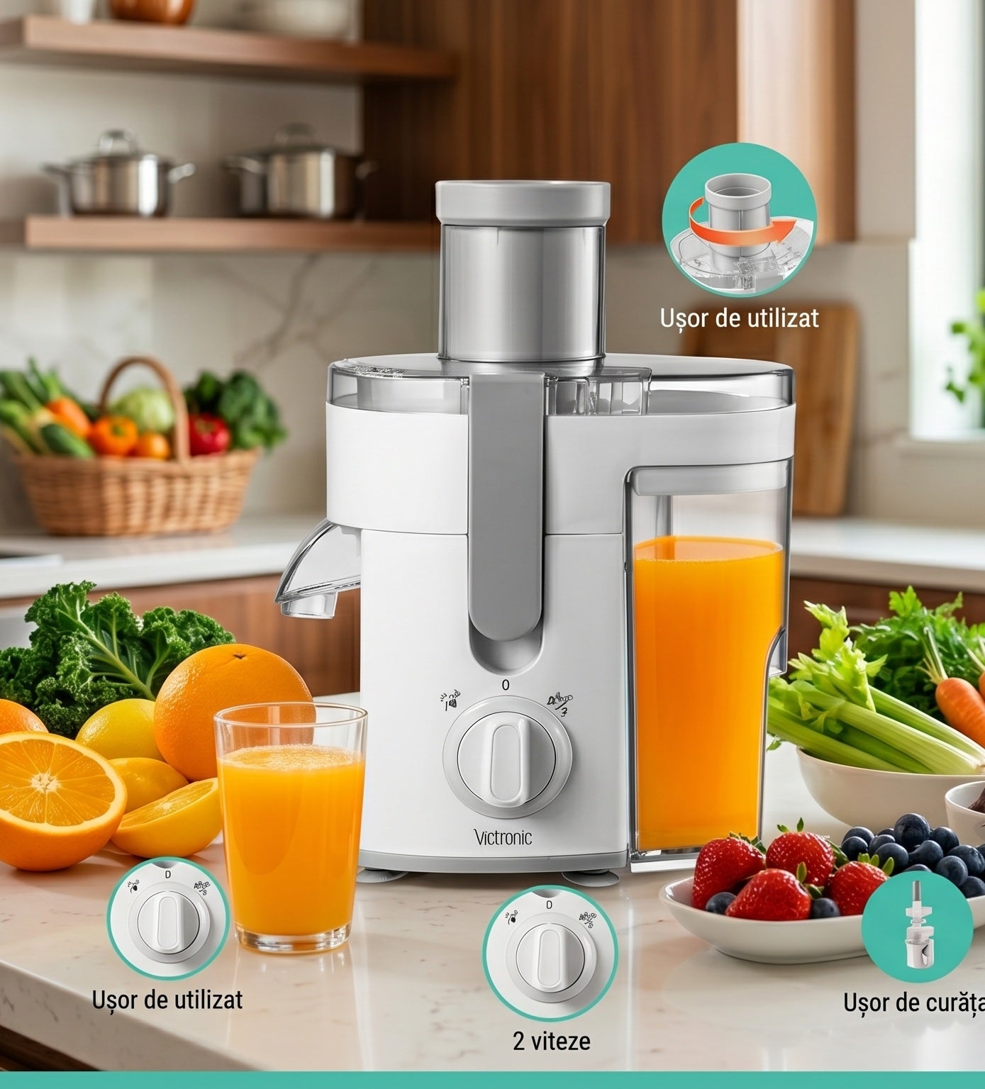 Storcator pentru fructe si legume, 400 W, Victronic
