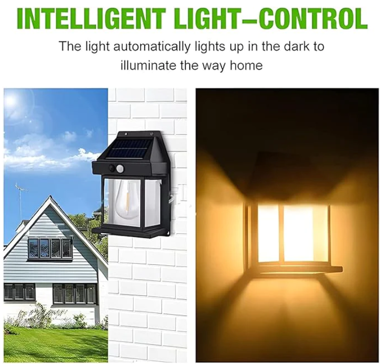 1 + 1 GRATIS - Lampa solara bec de perete LED cu senzor de miscare