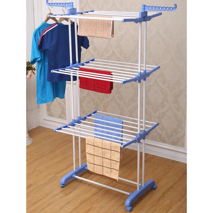 Uscator Vertical pentru Rufe Haine Mobil si Pliabil cu Suport Umerase, Inaltime 175 cm