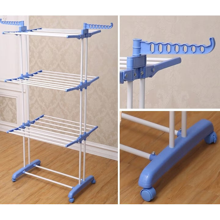 Uscator Vertical pentru Rufe Haine Mobil si Pliabil cu Suport Umerase, Inaltime 175 cm