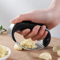 1+1 GRATIS Zdrobitor usturoi, presa manuala curbata, inox usor de curatat